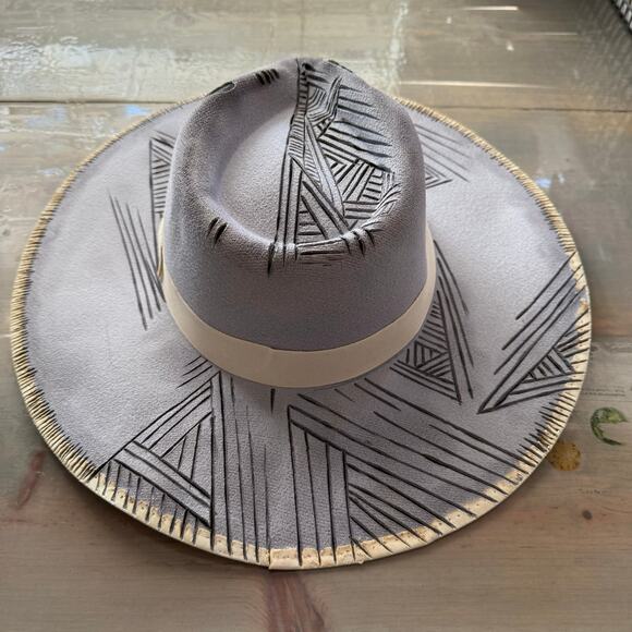 Original USA Gray Geometric Design Cowgirl Hat NWT - Picture 5 of 13